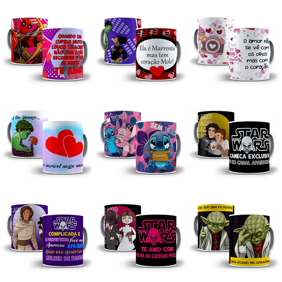 35 Artes Caneca Dia dos Namorados Editável em CorelDraw 3