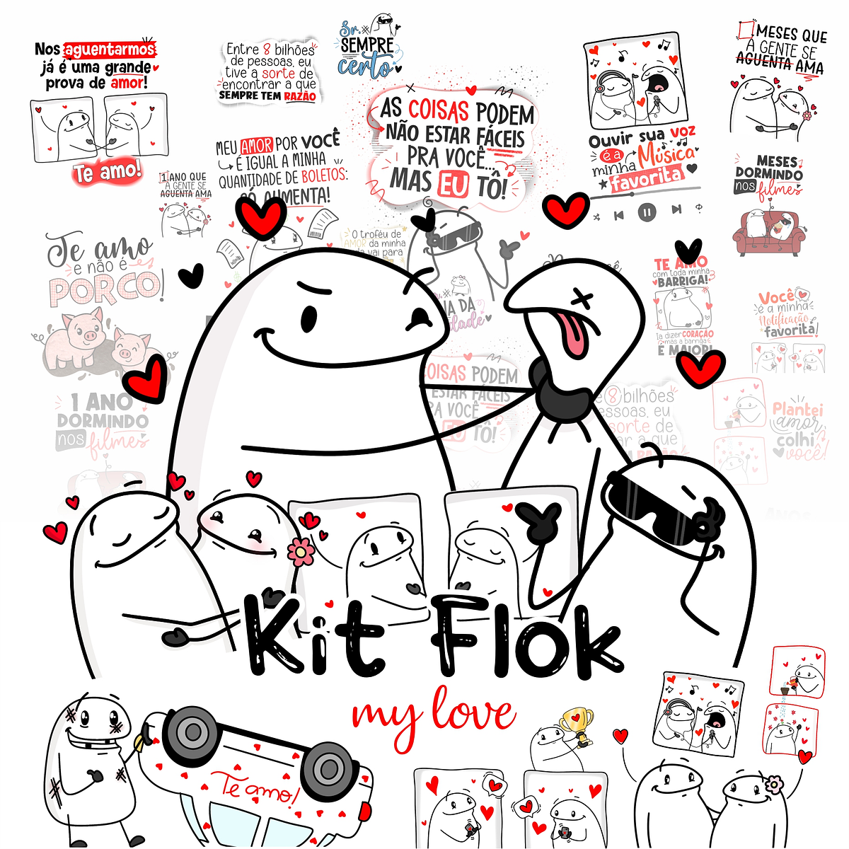 Kit Digital Flork Bento Memes sem fundo 519 Arquivos Png