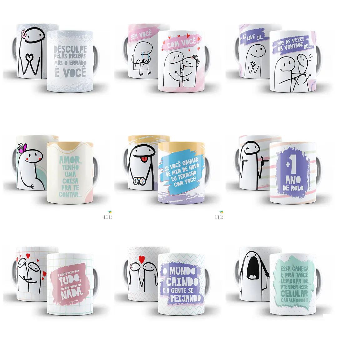 13 Artes para Caneca Dia dos Namorados Flork Arquivos Editáveis em Corel Draw 1