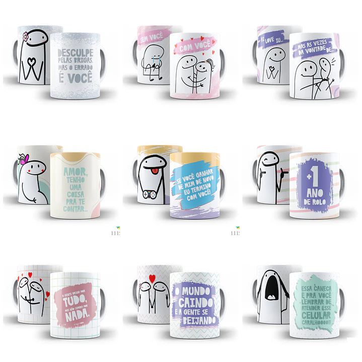 13 Artes para Caneca Dia dos Namorados Flork Arquivos Editáveis em Corel Draw 1