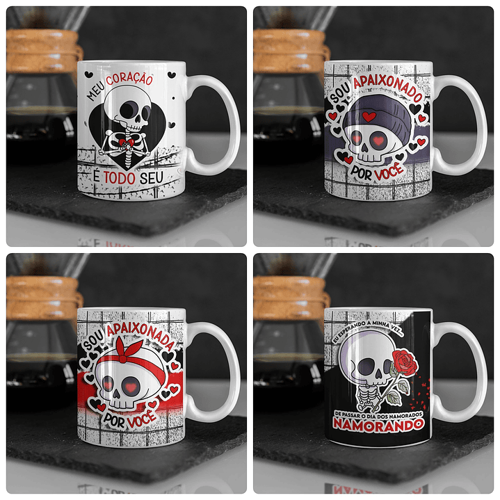 15 Artes Caneca e Azulejo Caveira Dia dos Namorados em Jpg 7
