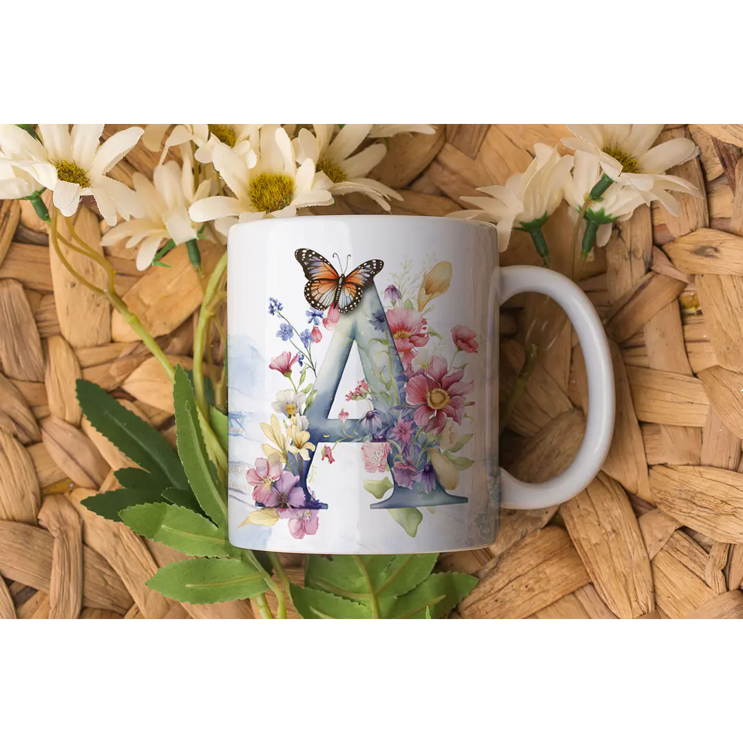 26 Artes Caneca Alfabeto Borboleta em Corel Draw  1