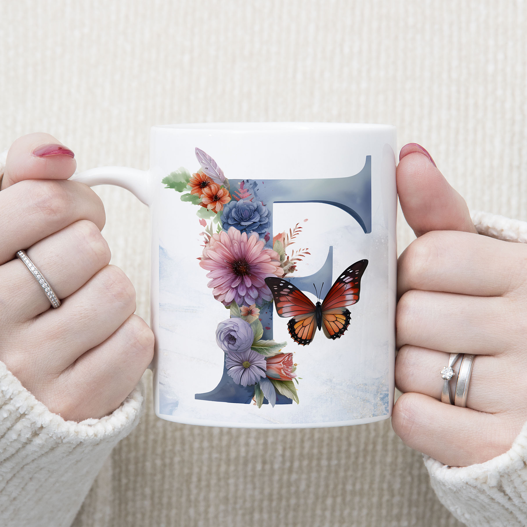 26 Artes Caneca Alfabeto Borboleta em Corel Draw  6