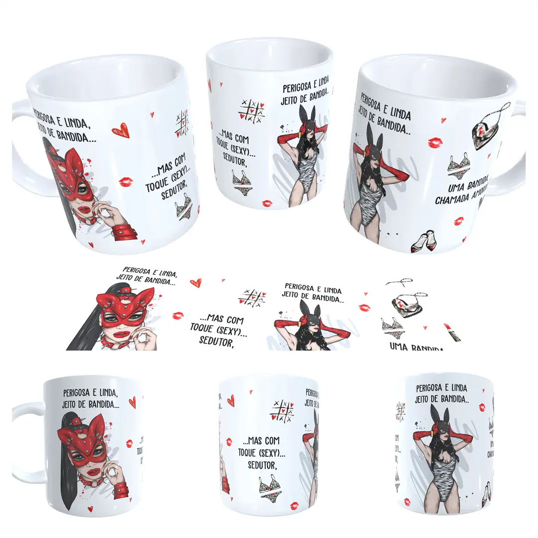 Arte para Caneca Perigosa e linda, jeito de bandida Arquivos Sublimação 1
