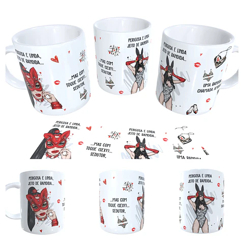 Arte para Caneca Perigosa e linda, jeito de bandida Arquivos Sublimação