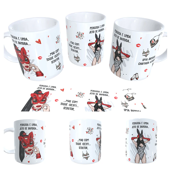 Arte para Caneca Perigosa e linda, jeito de bandida Arquivos Sublimação 1