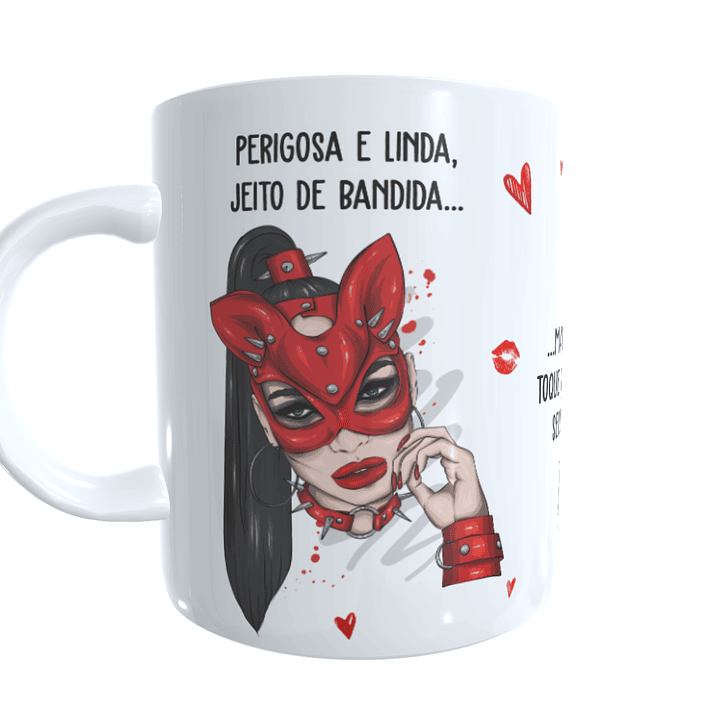 Arte para Caneca Perigosa e linda, jeito de bandida Arquivos Sublimação 3
