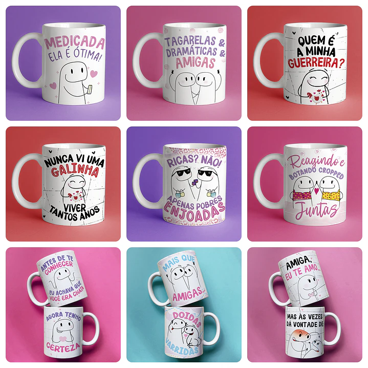 Arte Caneca Flork Amigas Amizade Arquivos Sublimação Png 4