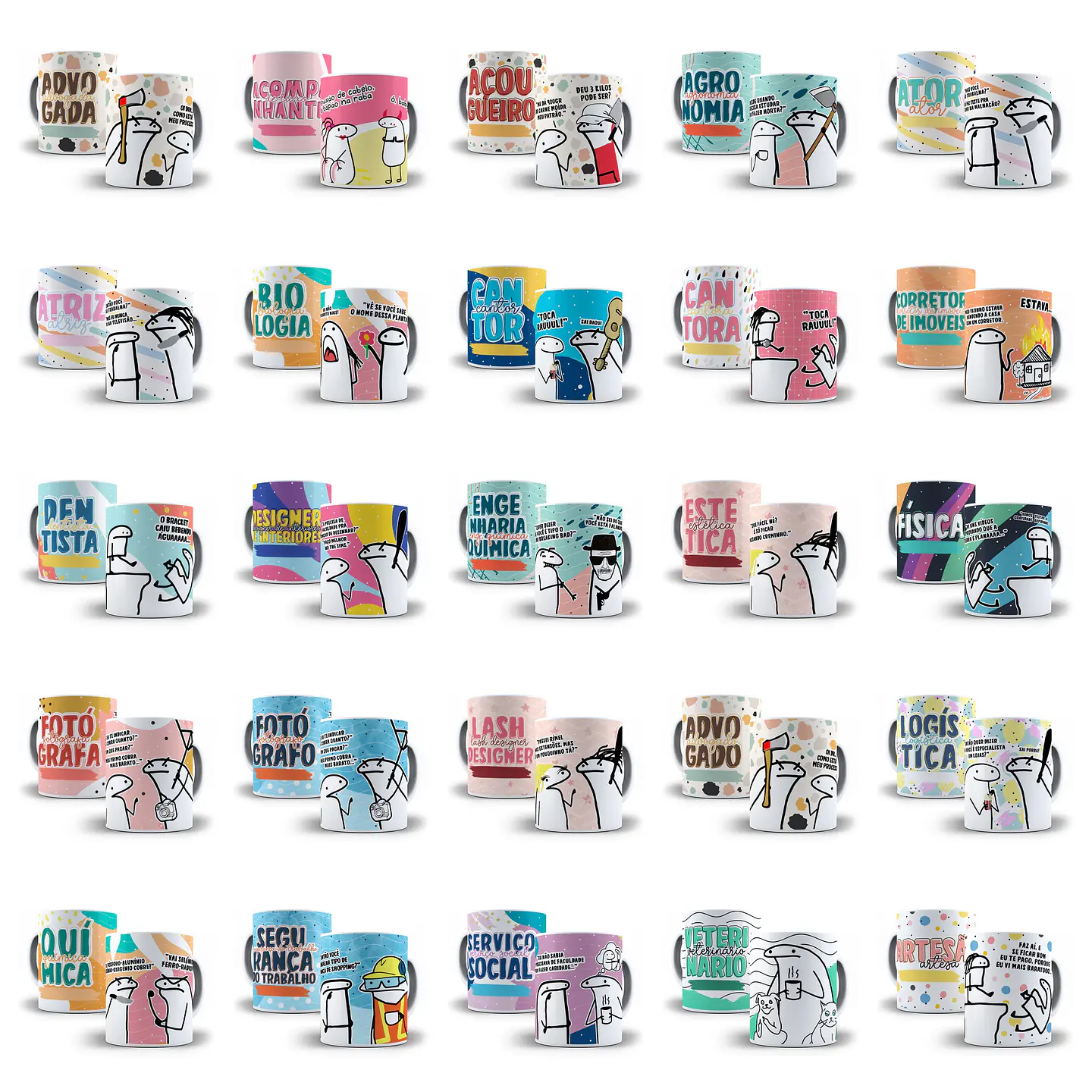100 Artes Caneca Flork Profissões Arquivos Sublimação Png 3