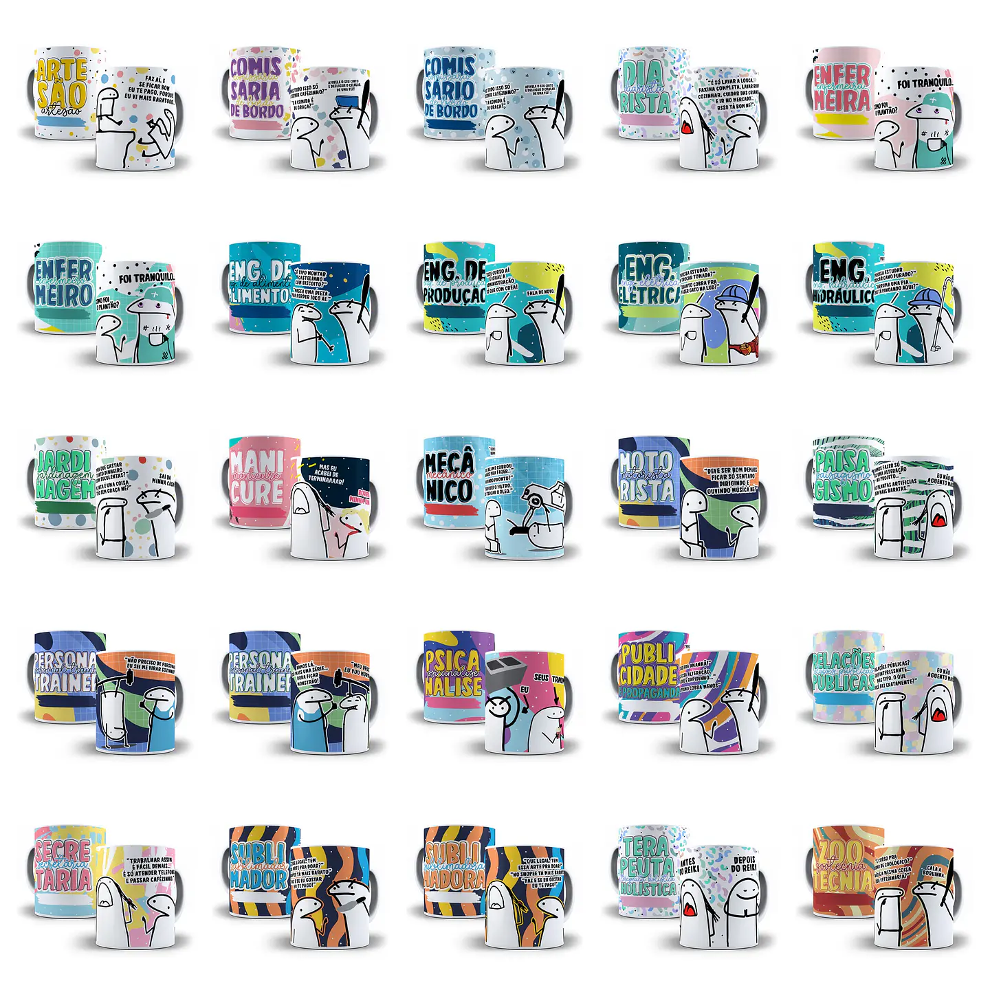100 Artes Caneca Flork Profissões Arquivos Sublimação Png 4