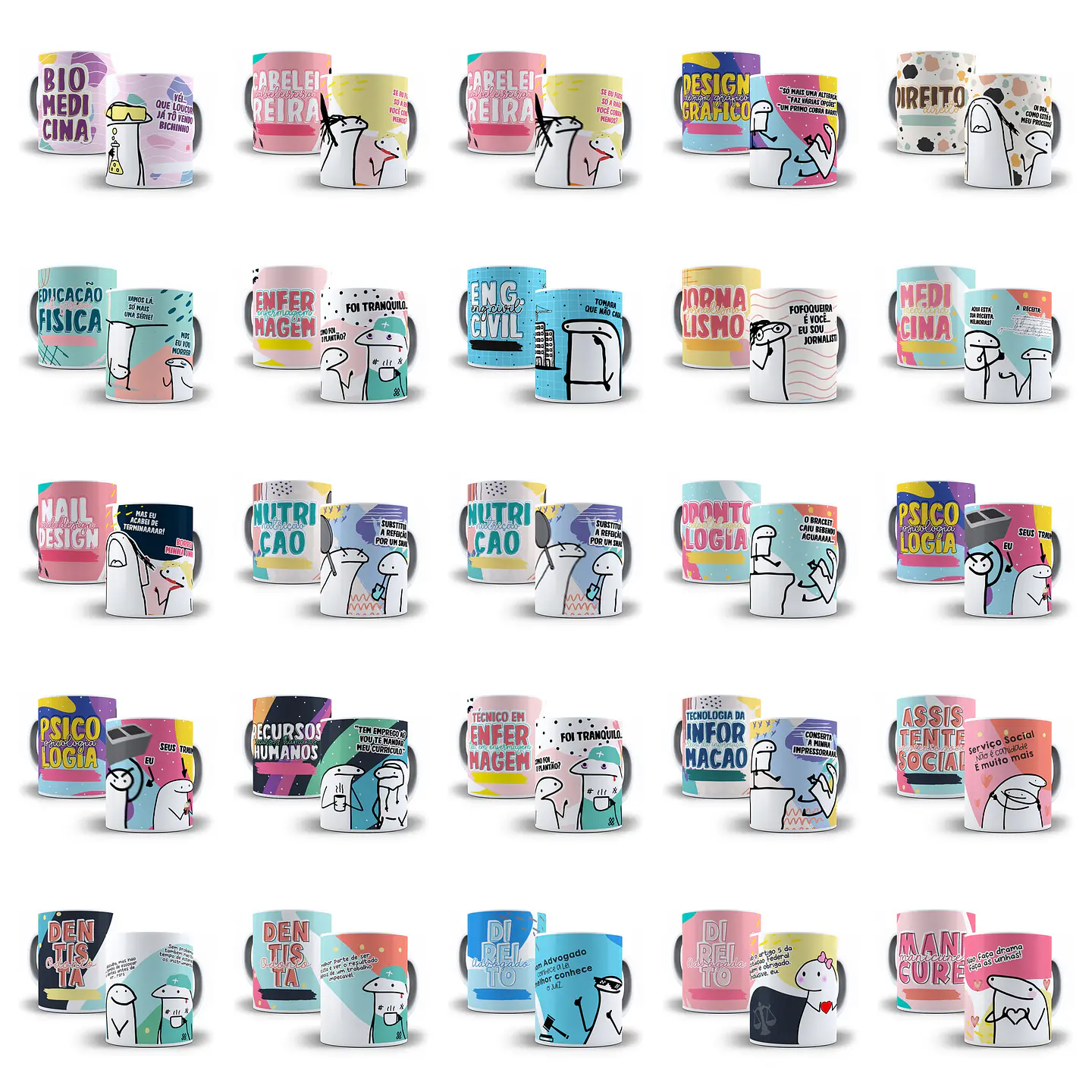 100 Artes Caneca Flork Profissões Arquivos Sublimação Png 6