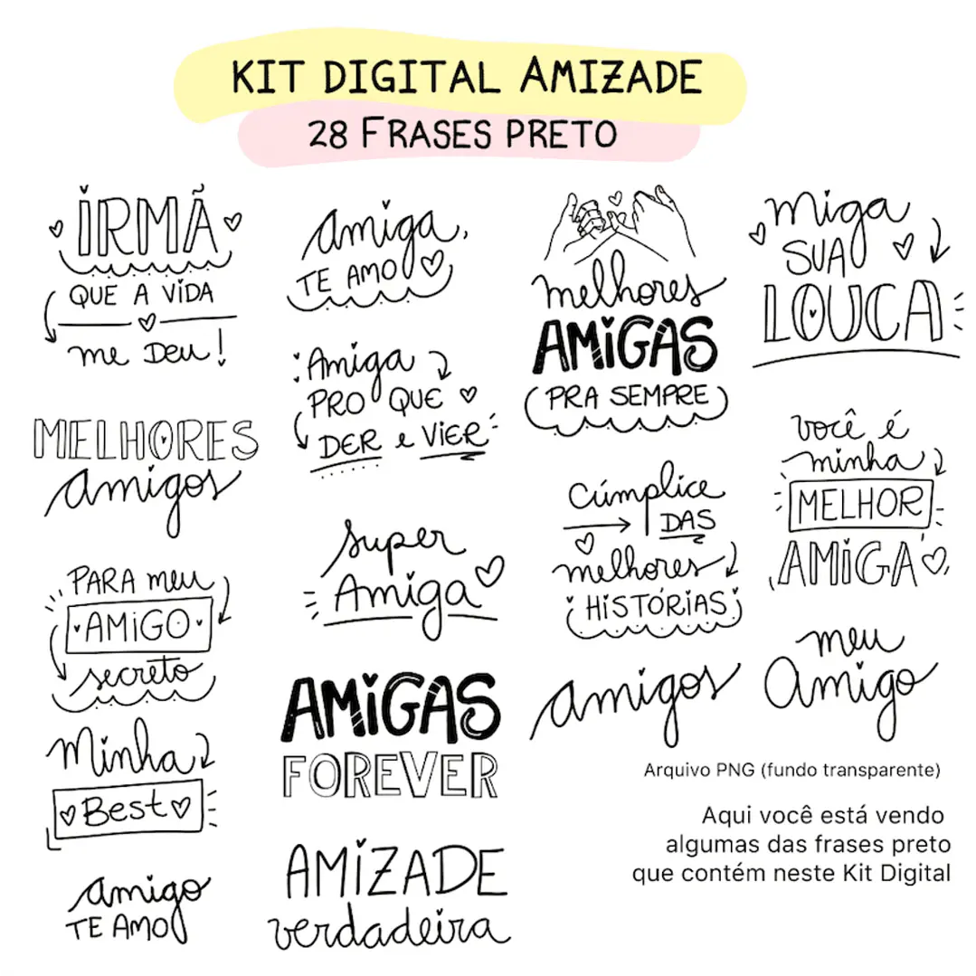 Kit Digital Arte Amizade Amigas Caneca Frases Best Friend Arquivos Png 7