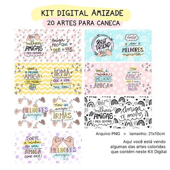 Kit Digital Arte Amizade Amigas Caneca Frases Best Friend Arquivos Png