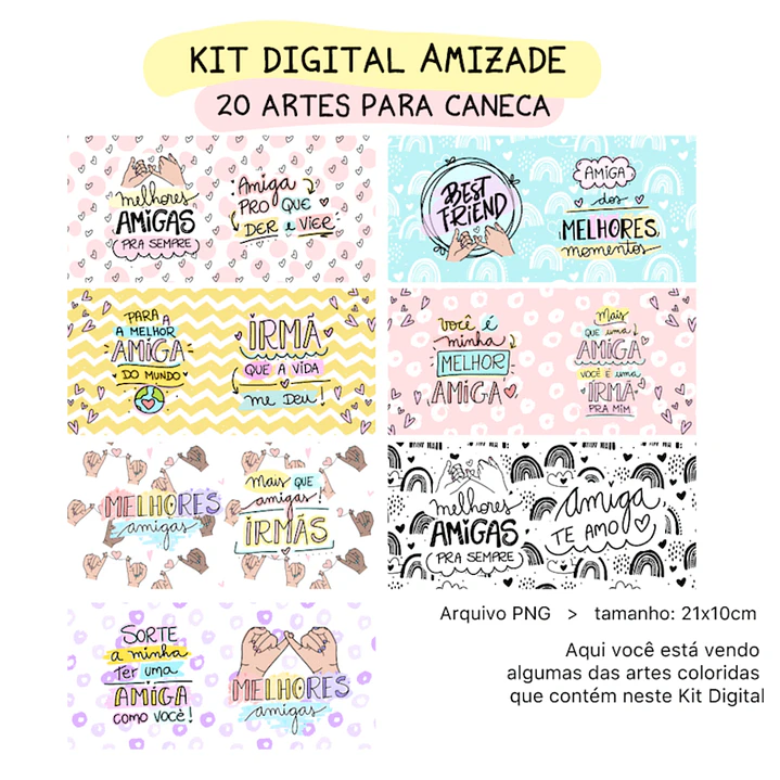 Kit Digital Arte Amizade Amigas Caneca Frases Best Friend Arquivos Png 9