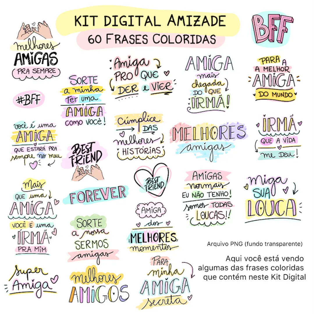 Kit Digital Arte Amizade Amigas Caneca Frases Best Friend Arquivos Png 3