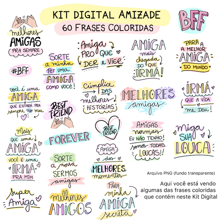 Kit Digital Arte Amizade Amigas Caneca Frases Best Friend Arquivos Png 3