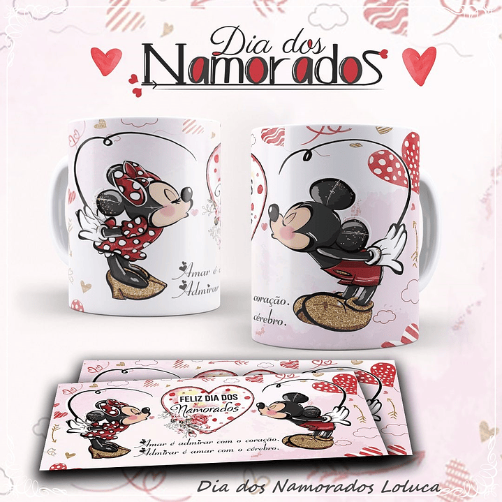 10 Artes para Caneca Dia dos Namorados Mickey Disney e Outros em Corel Draw 8