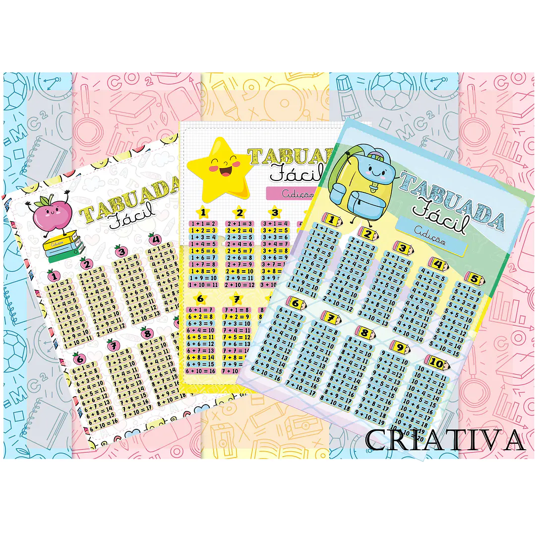 Arquivo Escolar Tabuada Criativa em Jpg 1