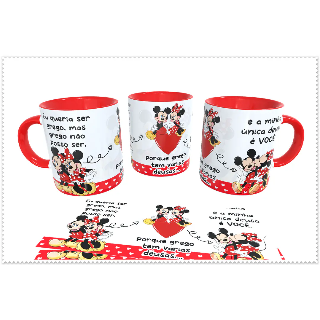 Artes para Caneca Namorados Mickey e Minnie Grego em CorelDraw 1