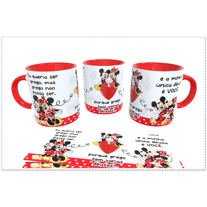 Artes para Caneca Namorados Mickey e Minnie Grego em CorelDraw 1
