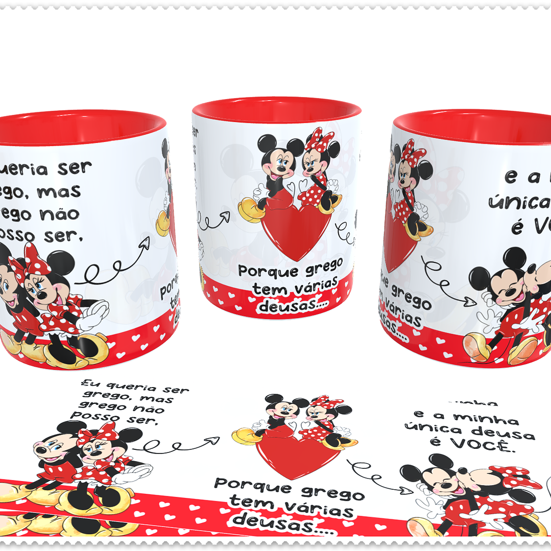 Artes para Caneca Namorados Mickey e Minnie Grego em CorelDraw 1