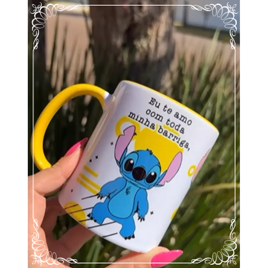 Artes para Caneca Stitch do Tamanho da Minha Barriga em Corel Draw 1