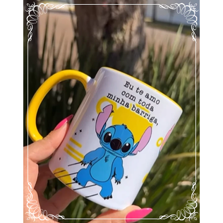 Artes para Caneca Stitch do Tamanho da Minha Barriga em Corel Draw 1