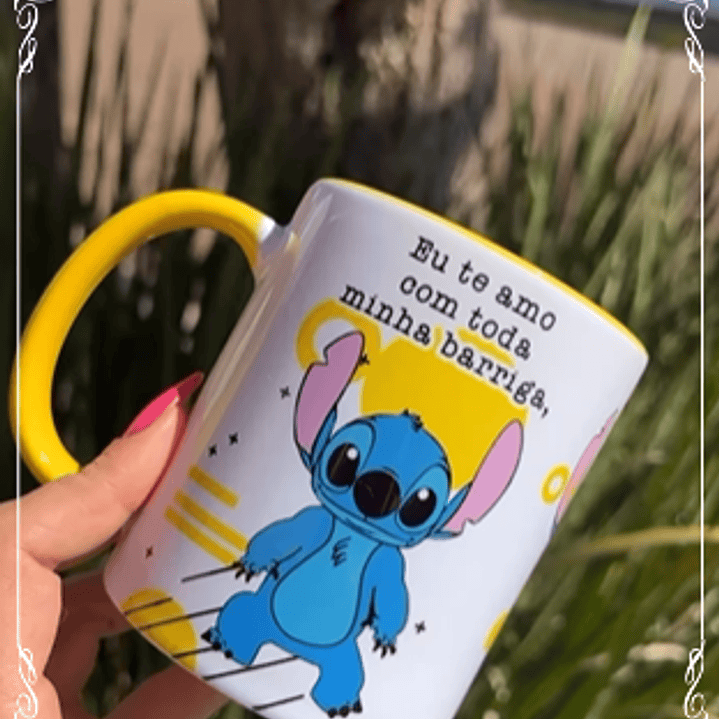 Artes para Caneca Stitch do Tamanho da Minha Barriga em Corel Draw 1