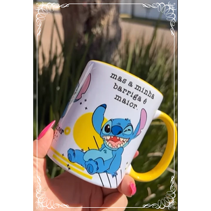 Artes para Caneca Stitch do Tamanho da Minha Barriga em Corel Draw 2