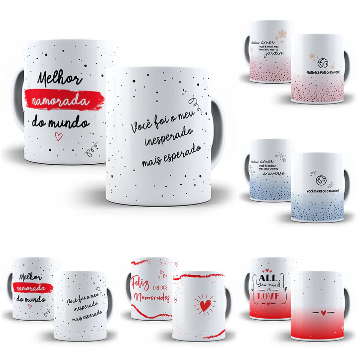 18 Artes para Caneca Dia dos Namorados em Png 2