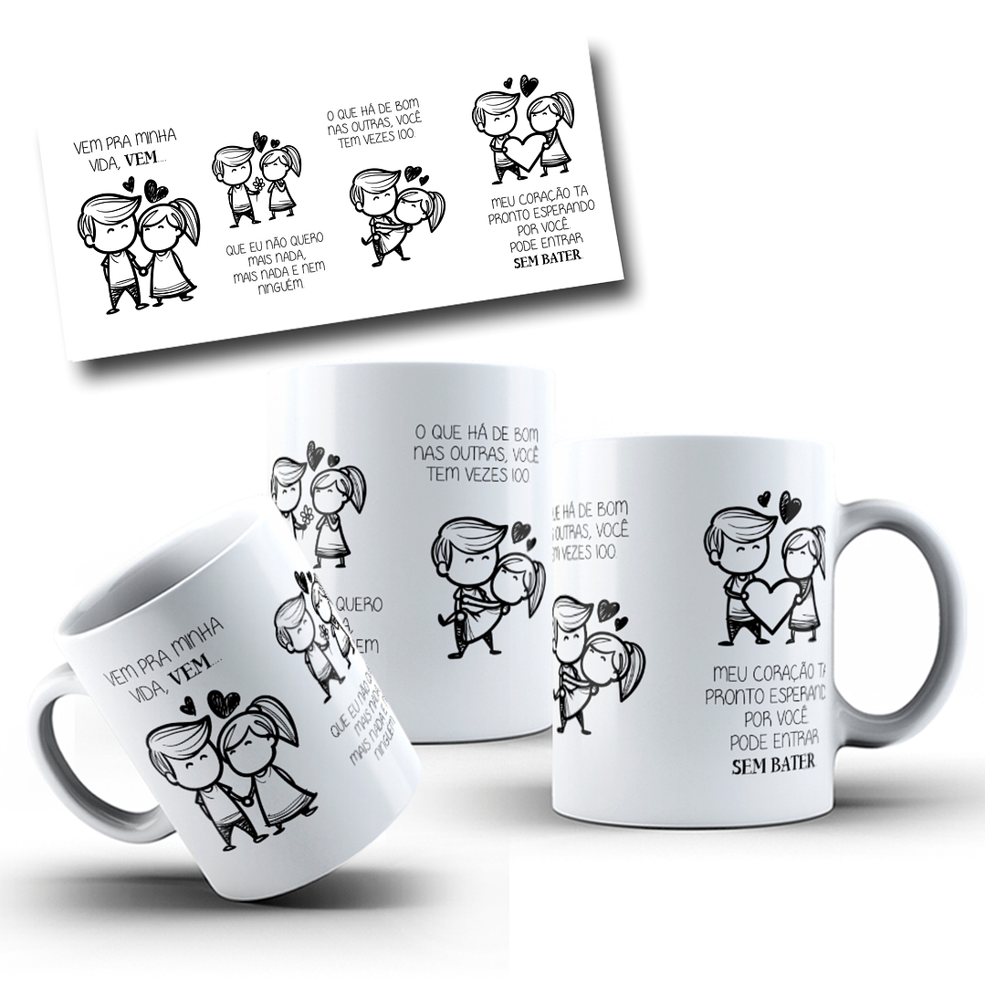 Arte para Caneca Vem para Minha Vida em Corel Draw 1