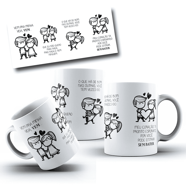 Arte para Caneca Vem para Minha Vida em Corel Draw 1