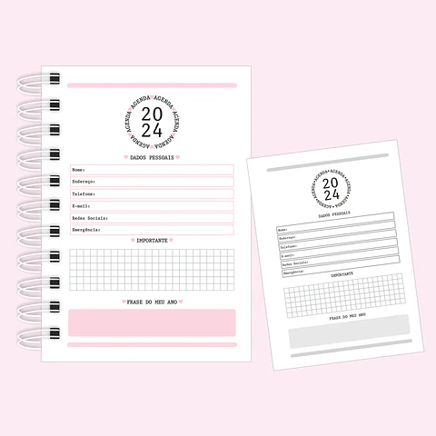 Arquivo Miolo Mini Agenda 2024 Cinza e Rosa em Pdf 