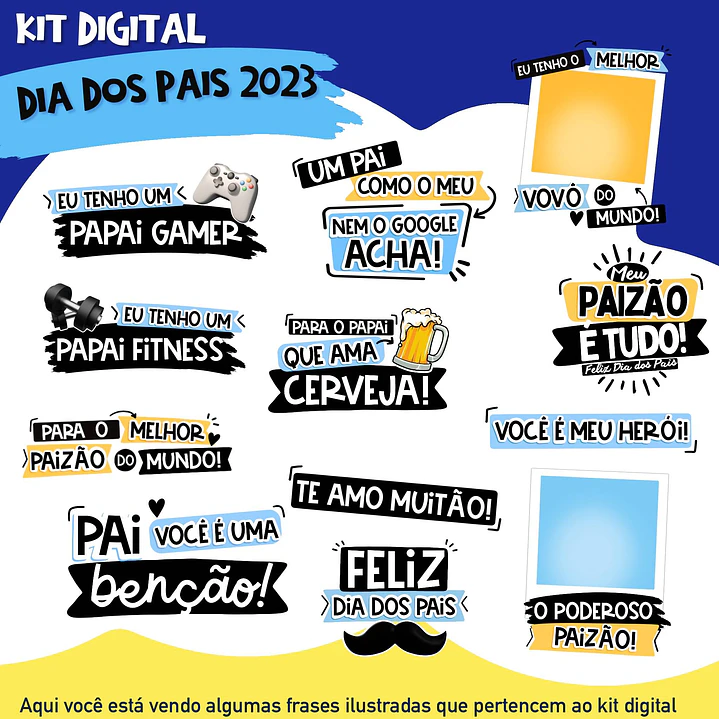 Kit Digital Dia dos Pais Mascotes Arquivos Png 3