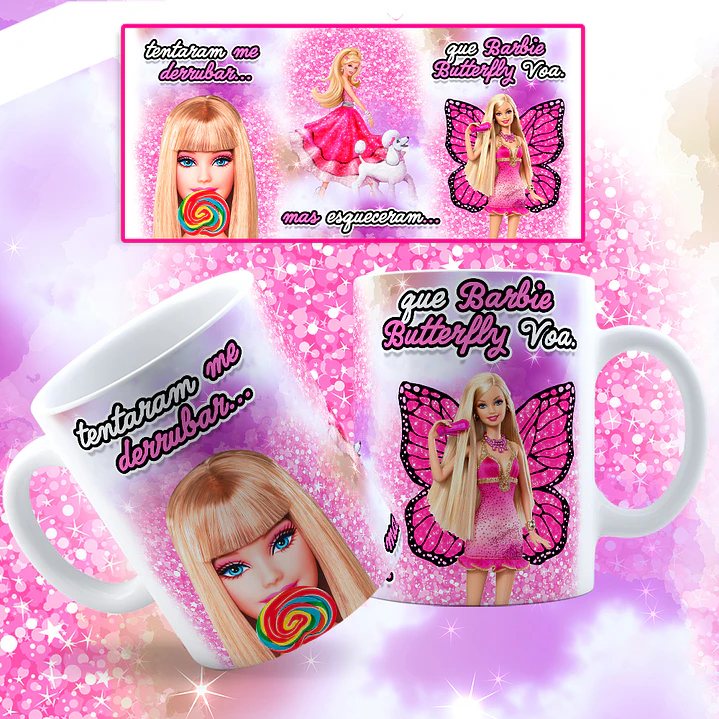 Artes para Caneca Barbie Tentaram Me Derrubar Arquivos Png  1