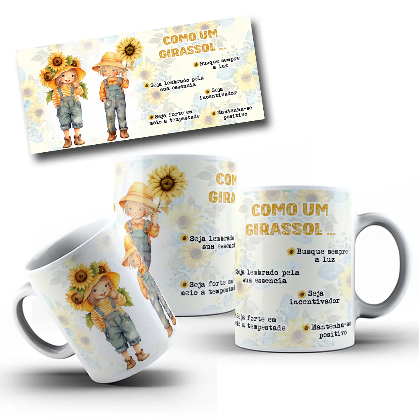 10 Artes Canecas Frases Girassol em Corel Draw  6