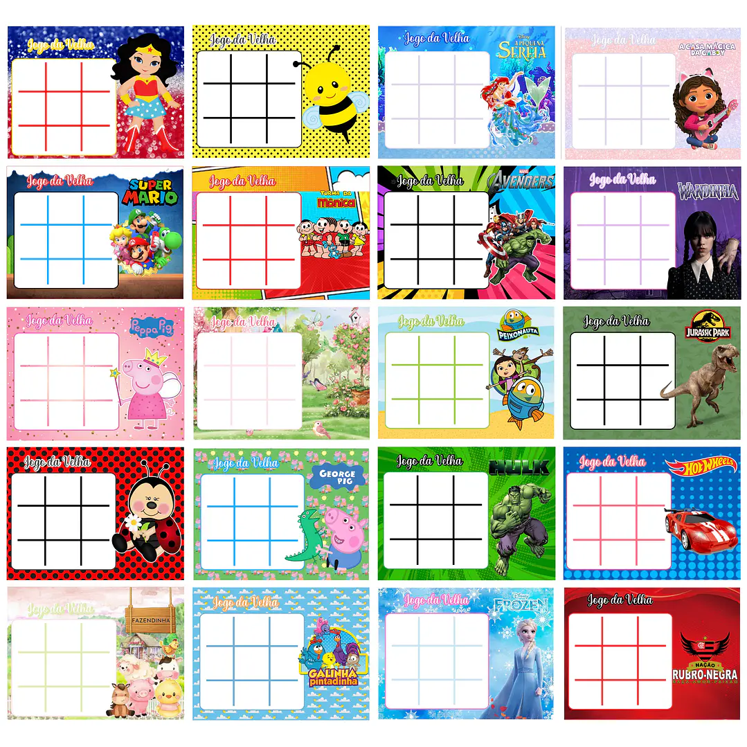 88 Arquivos Jogo da Velha Infantil Personagens em Pdf  1