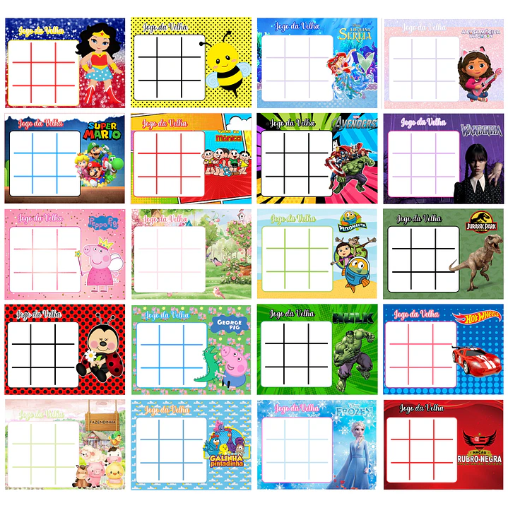 88 Arquivos Jogo da Velha Infantil Personagens em Pdf  1