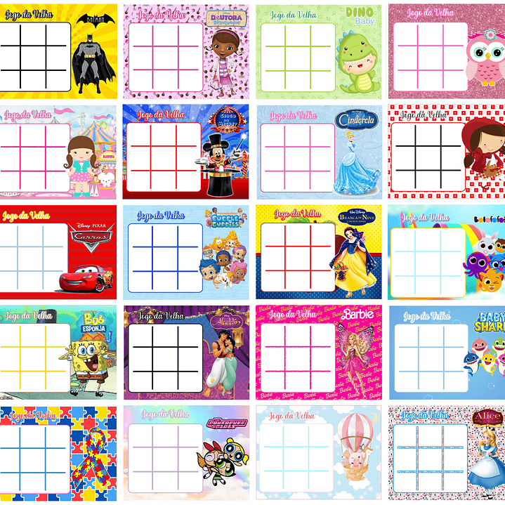 88 Arquivos Jogo da Velha Infantil Personagens em Pdf  2