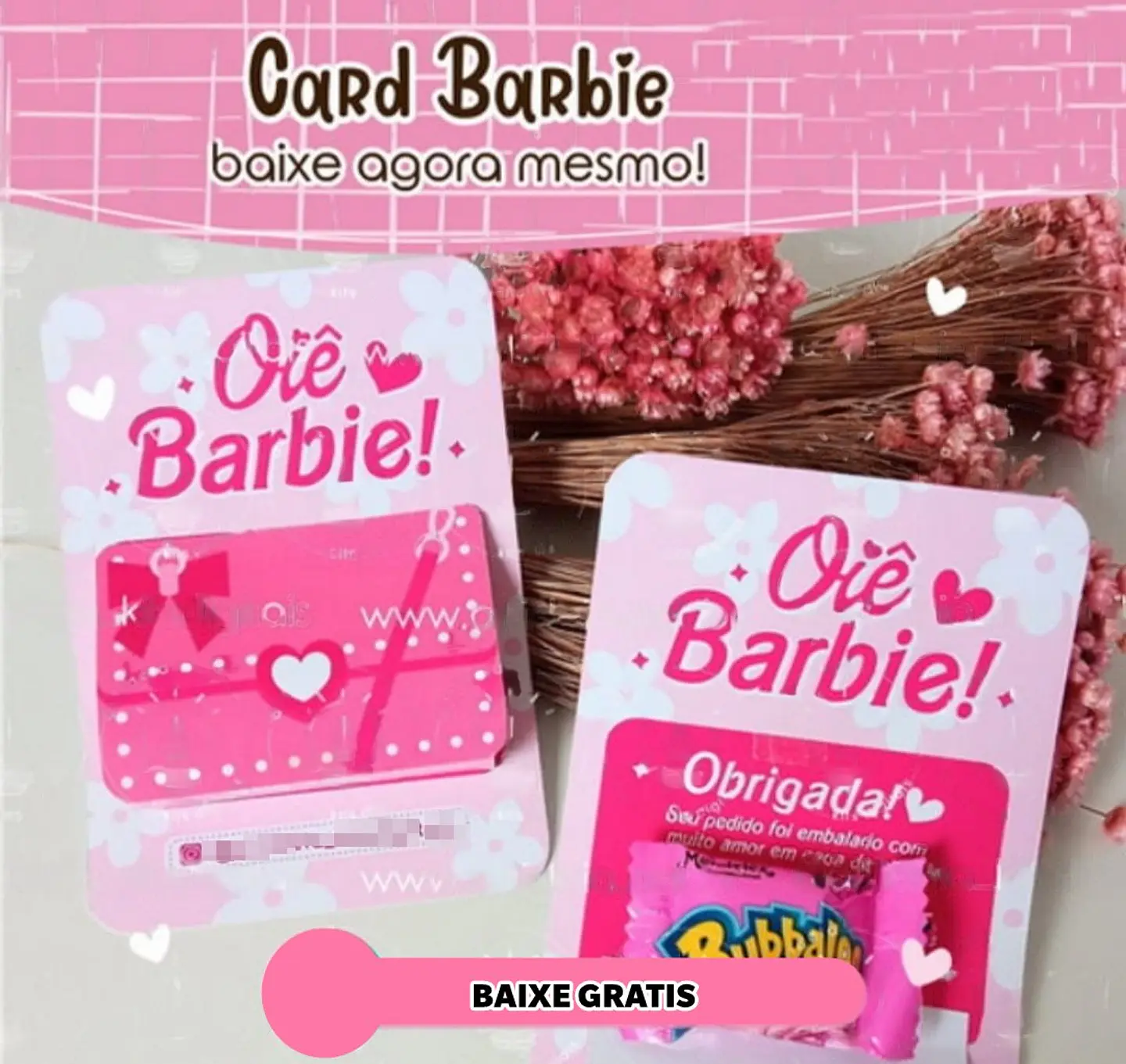 Arquivo Card Barbie em Studio e Png Sublimação Baixar Grátis  1