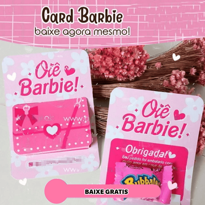 Arquivo Card Barbie em Studio e Png Sublimação Baixar Grátis  1