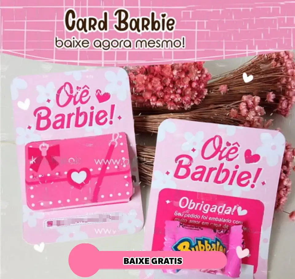 Arquivo Card Barbie em Studio e Png Sublimação Baixar Grátis  1