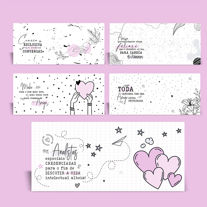5 Artes Canecas Amigas Minimalista em CorelDraw 6