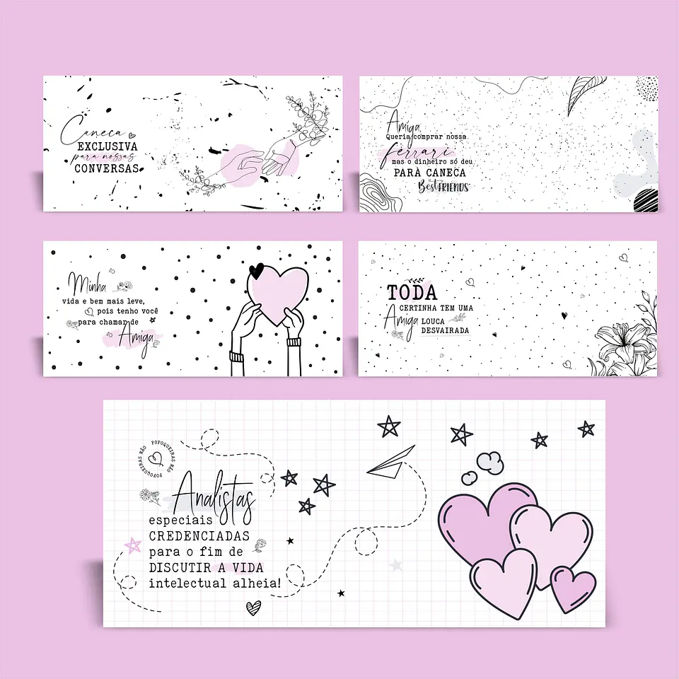 5 Artes Canecas Amigas Minimalista em CorelDraw 6