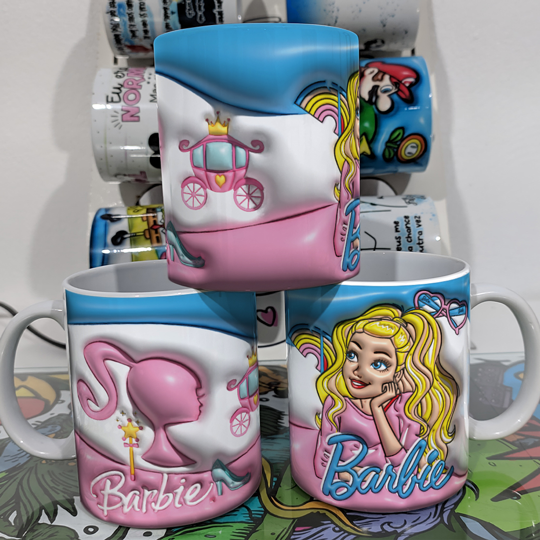 Arte Caneca Barbie em Inflados Sublimação Baixar Grátis  1