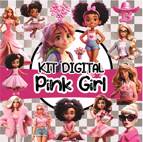 Kit Digital Pink Girls Barbie em Png