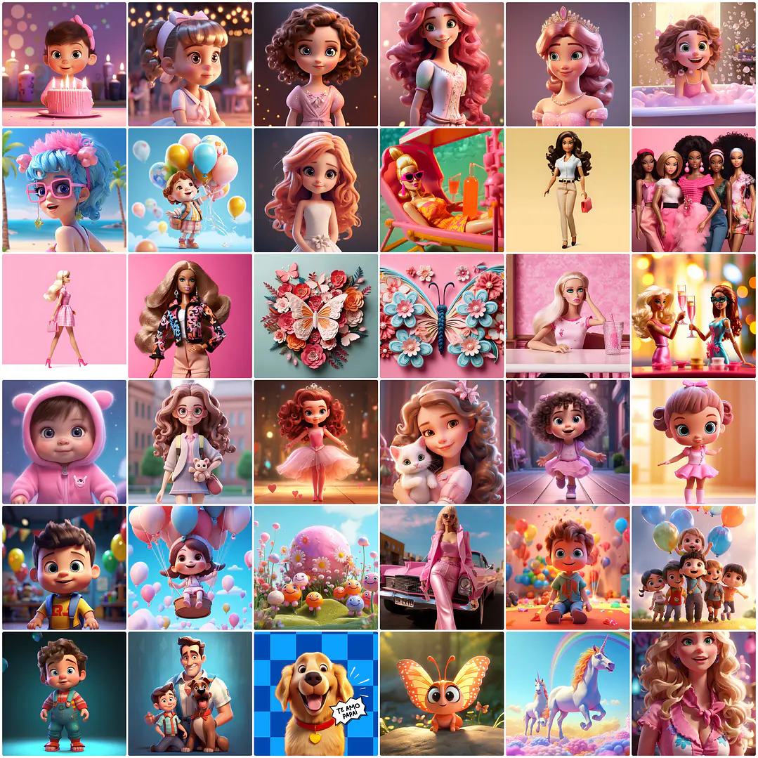 Kit Digital Pink Girls Barbie em Png 3