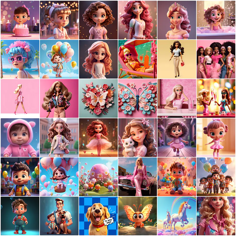 Kit Digital Pink Girls Barbie em Png 3