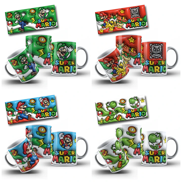 12 Artes Canecas Super Mario e Bob Esponja 3D em Jpg 1