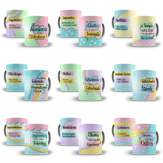 20 Artes para Caneca Profissões em CorelDraw